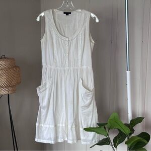 Tommy Hilfiger • White Sleeveless Button Front Cotton Dress Size XS